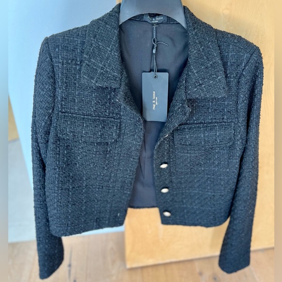 Black tweed jacket by Rag and Bone size 4, NWT, perfect condition, gold buttons - Picture 1 of 4